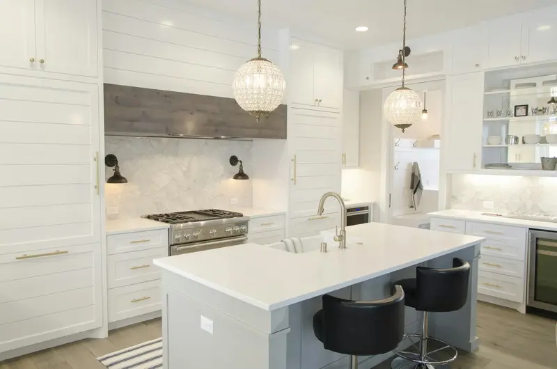 Renovated white kitchen with island